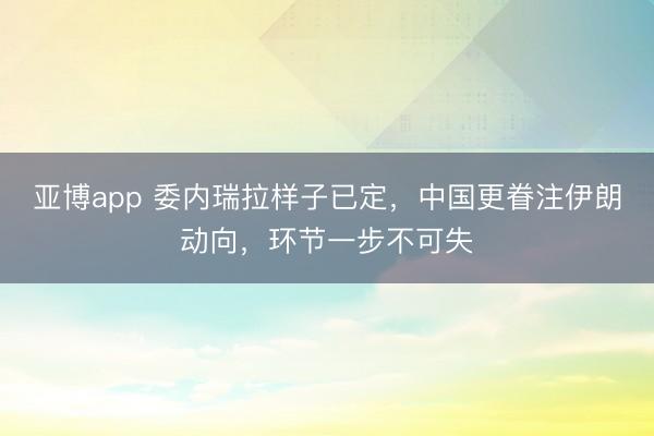 亚博app 委内瑞拉样子已定，中国更眷注伊朗动向，环节一步不可失