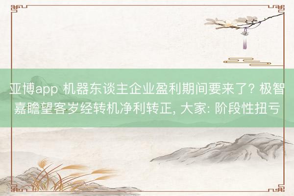 亚博app 机器东谈主企业盈利期间要来了? 极智嘉瞻望客岁经转机净利转正, 大家: 阶段性扭亏
