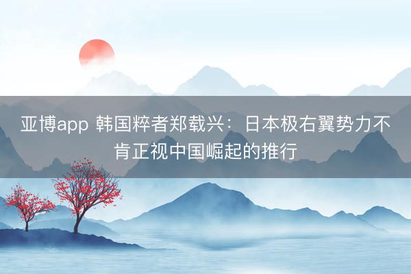 亚博app 韩国粹者郑载兴:日本极右翼势力不肯正视中国崛起的推行