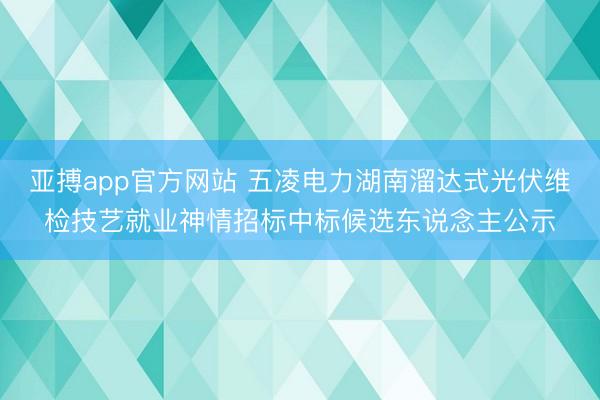 亚搏app官方网站 五凌电力湖南溜达式光伏维检技艺就业神情招标中标候选东说念主公示