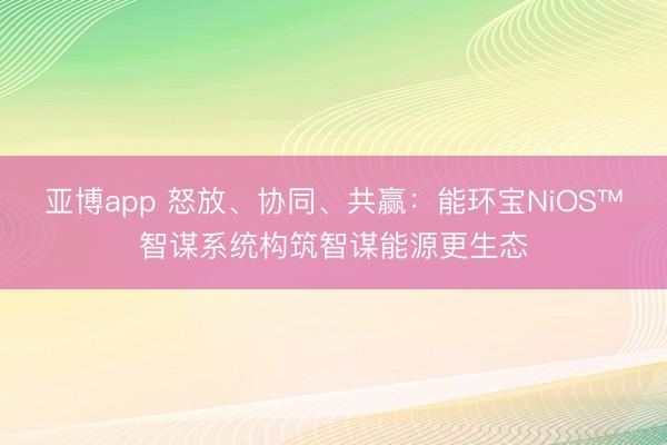 亚博app 怒放、协同、共赢:能环宝NiOS™智谋系统构筑智谋能源更生态